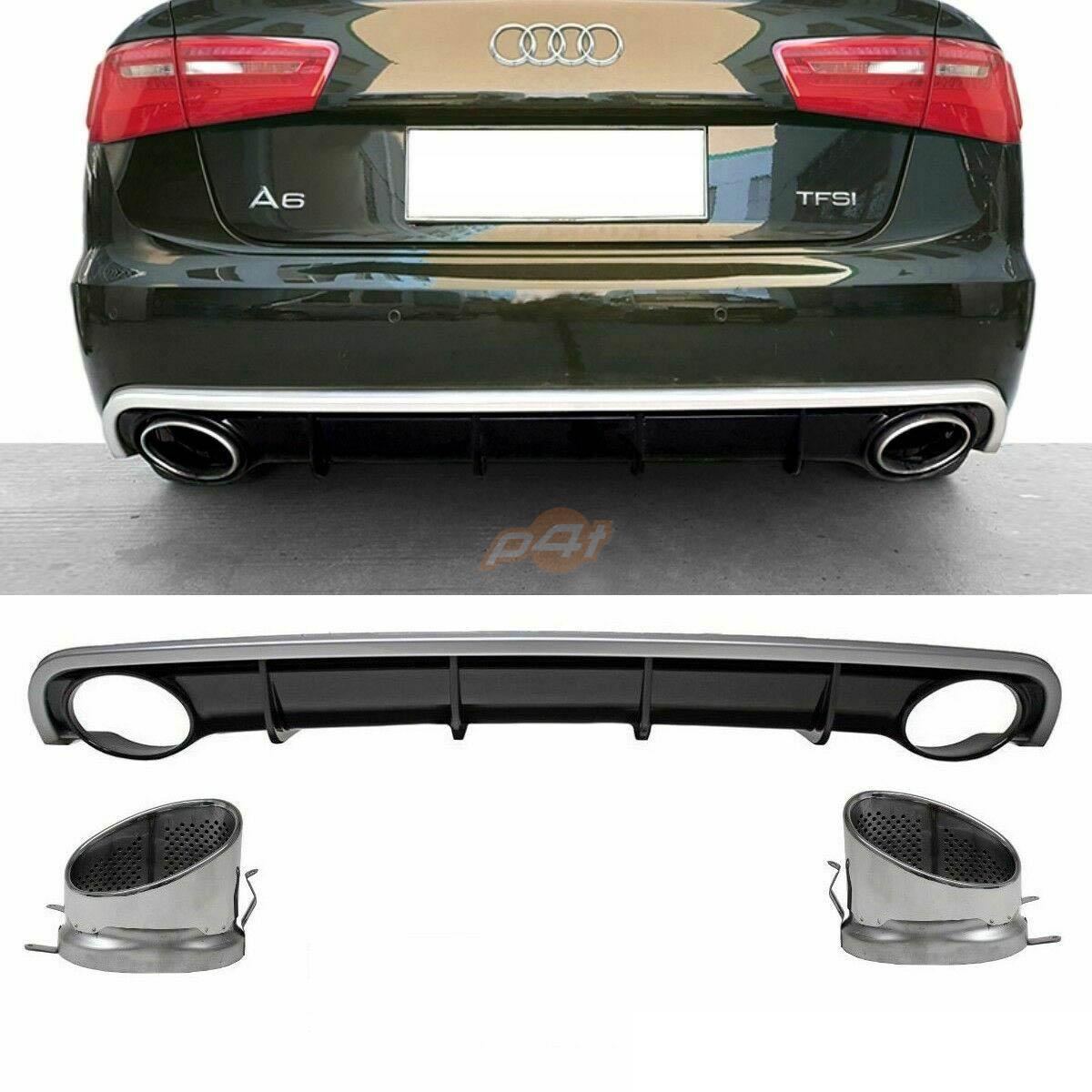 Sport Rear Spoiler Diffuser W/Pipes suitable for AUDI A6 C7 (4G